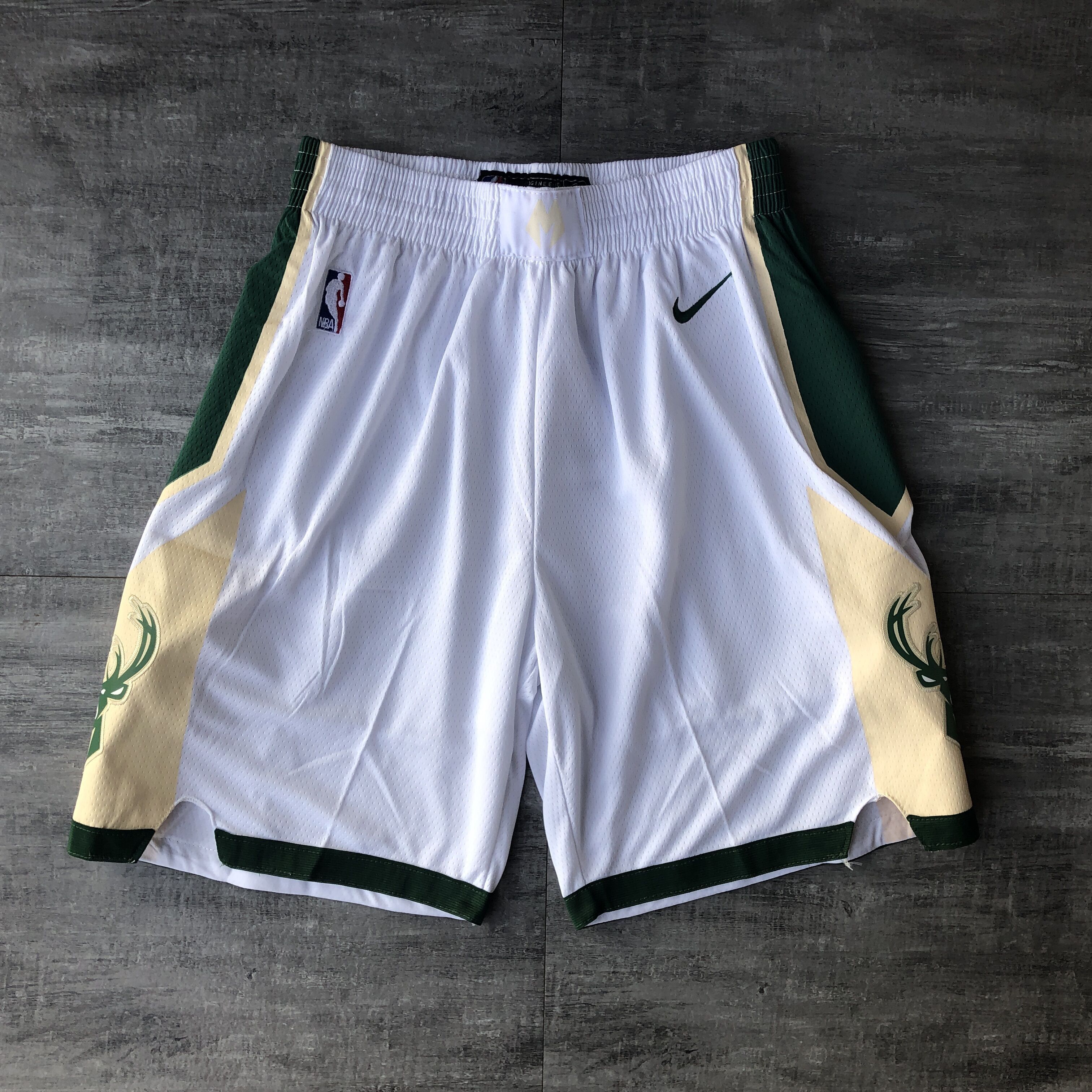 Cheap Men NBA Milwaukee Bucks White Shorts 0416